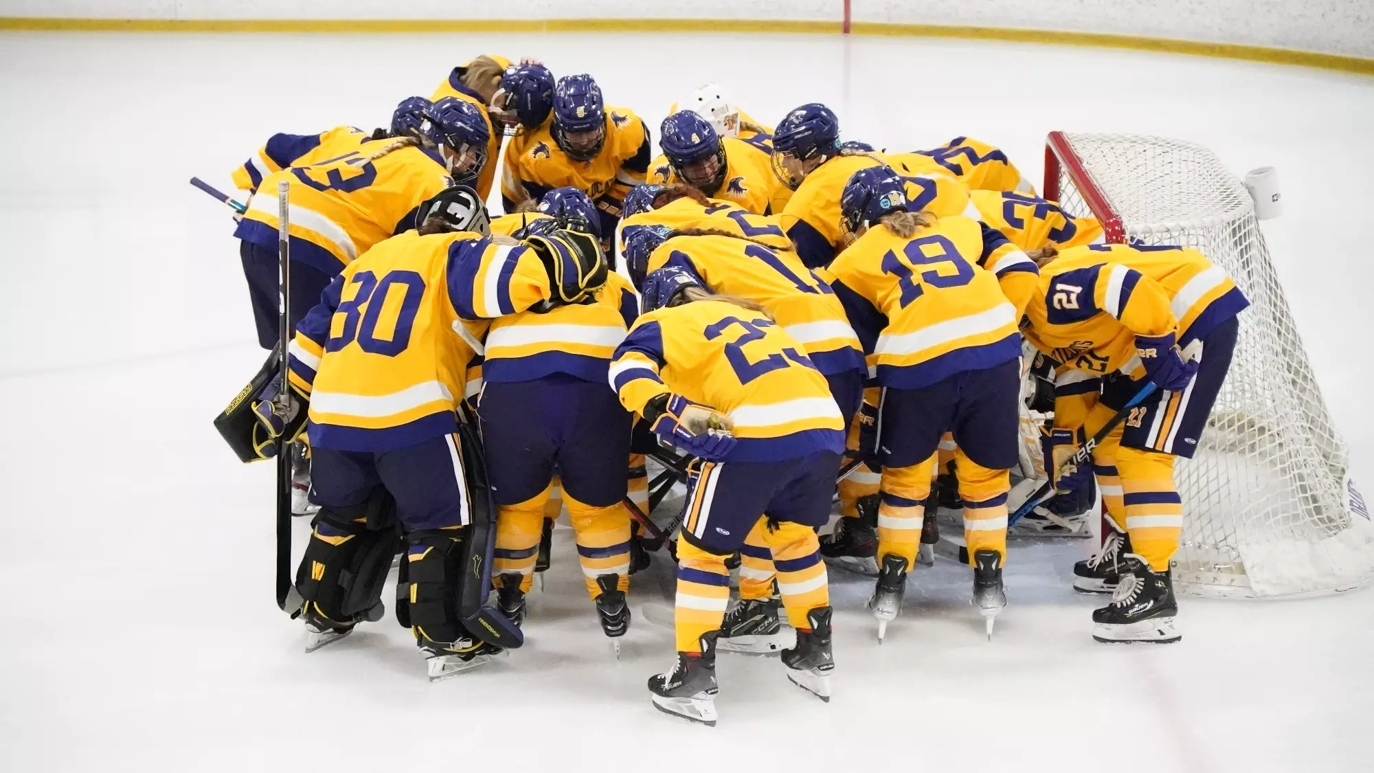 Hockey team huddle