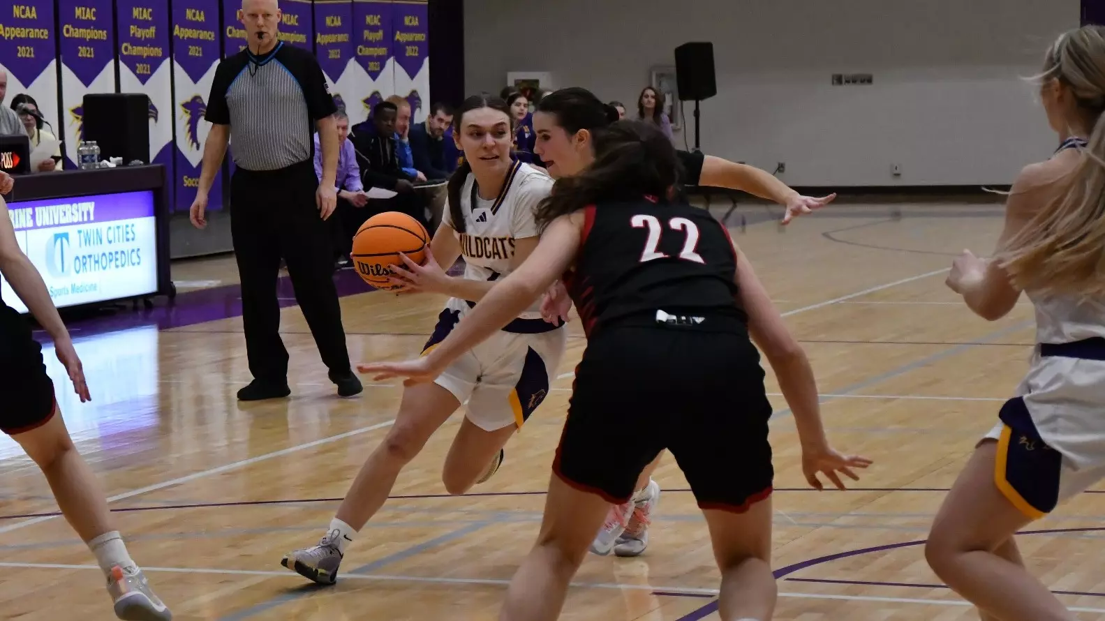 Rachel Randleman dribbling in the paint against St. Ben