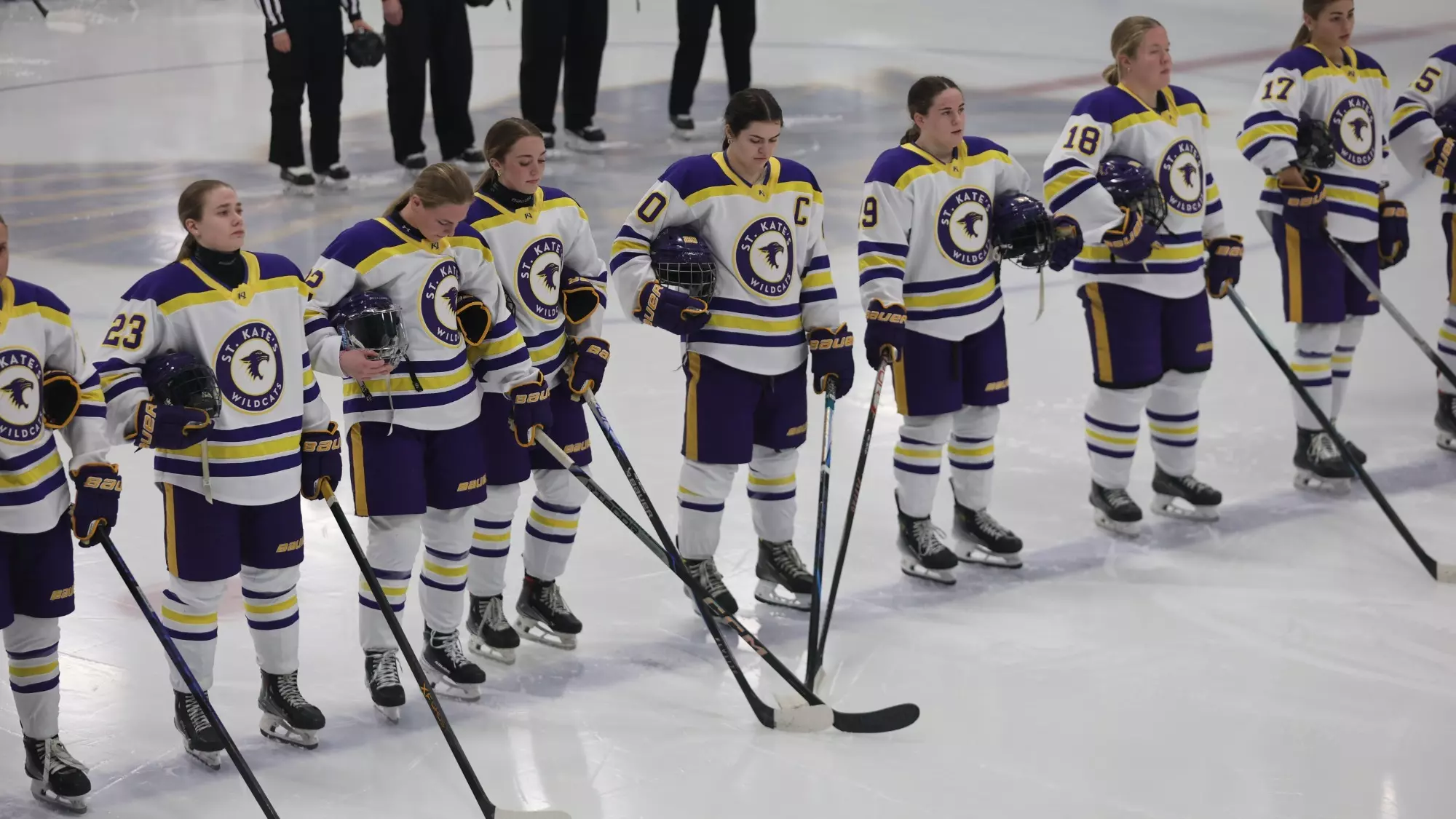 team on the line for the national anthem